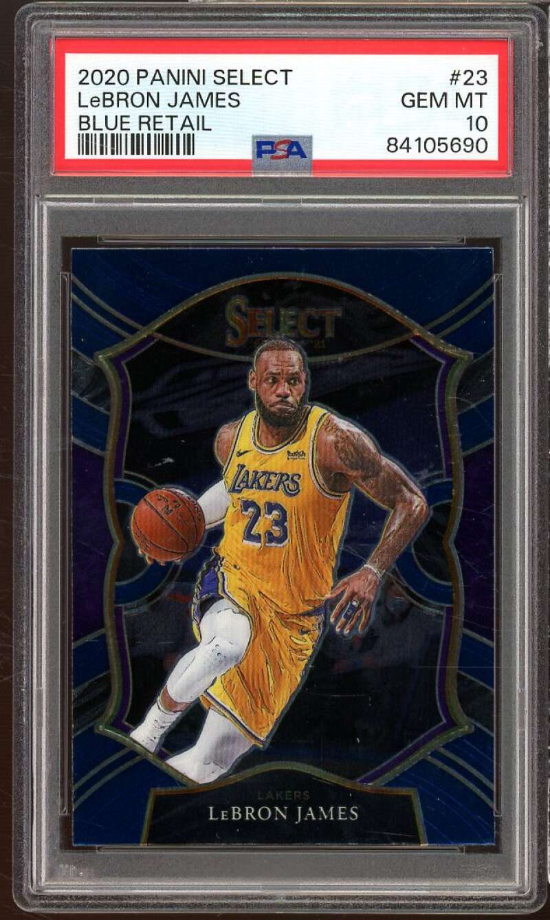 LeBron James Card 2020-21 Panini Select Blue Retail #23 PSA 10 Image 1