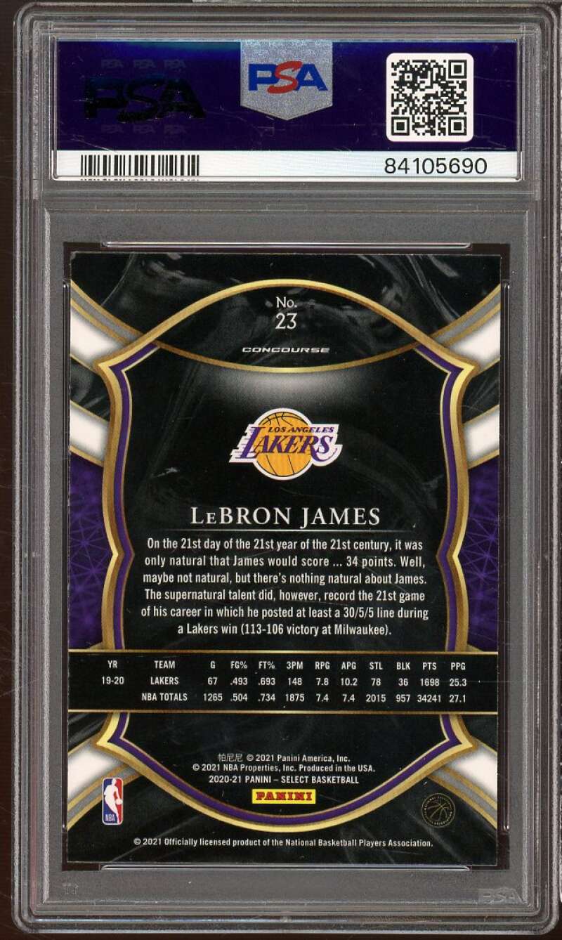 LeBron James Card 2020-21 Panini Select Blue Retail #23 PSA 10 Image 2