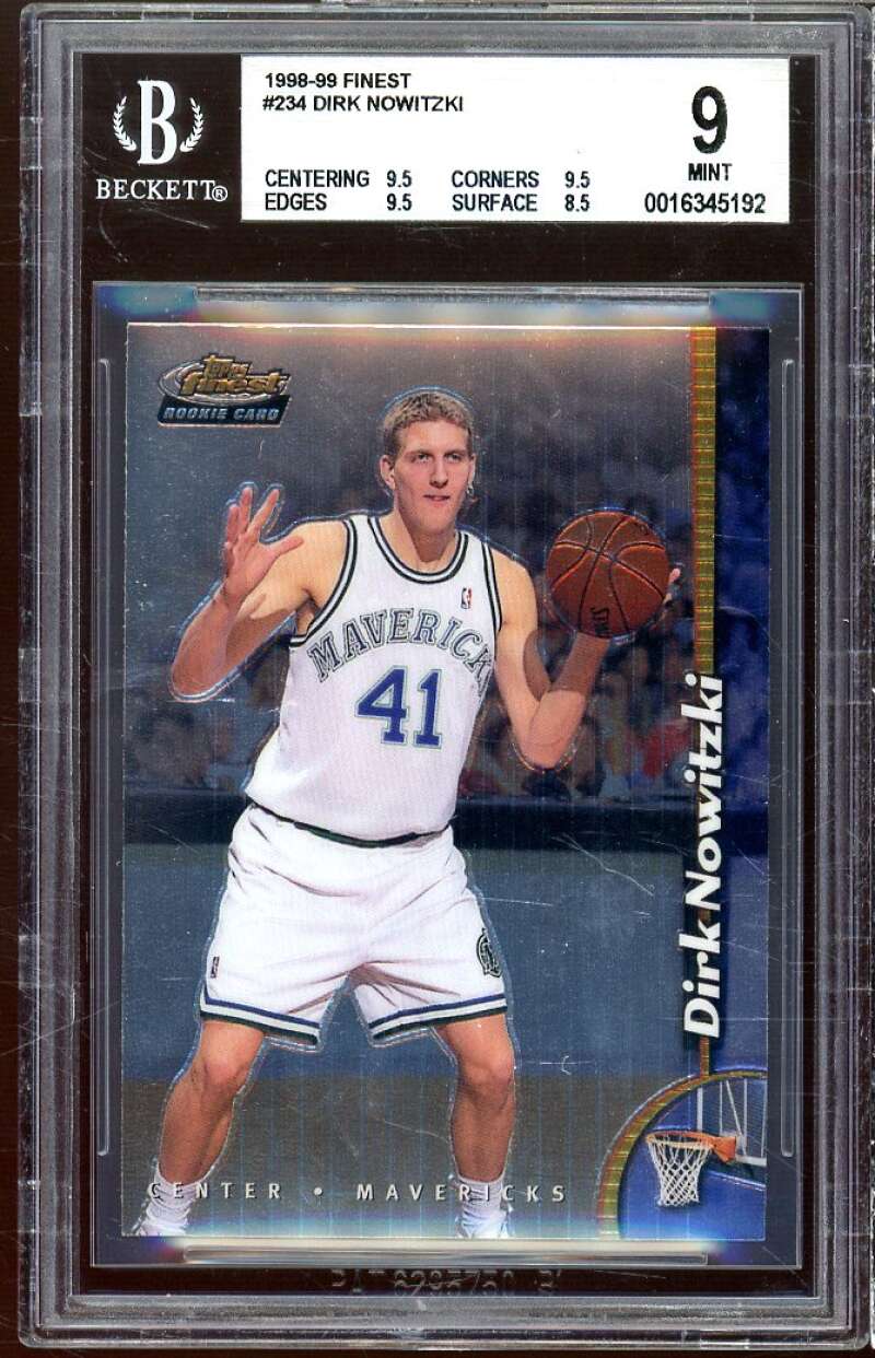 Dirk Nowitzki Rookie Card 1998-99 Finest #234 BGS 9 (9.5 9.5 9.5 8.5) Image 1