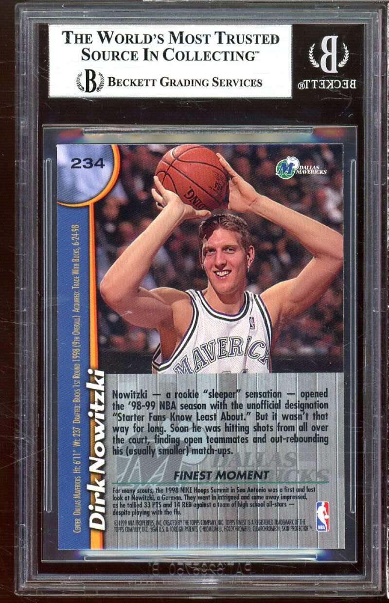 Dirk Nowitzki Rookie Card 1998-99 Finest #234 BGS 9 (9.5 9.5 9.5 8.5) Image 2