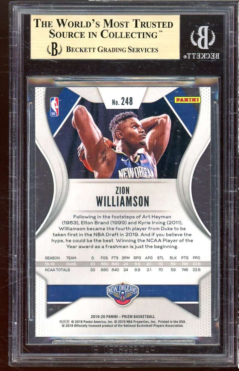 Zion Williamson Rookie Card 2019-20 Panini Prizm #248 BGS 9.5 (9.5 9.5 9 9.5) Image 2