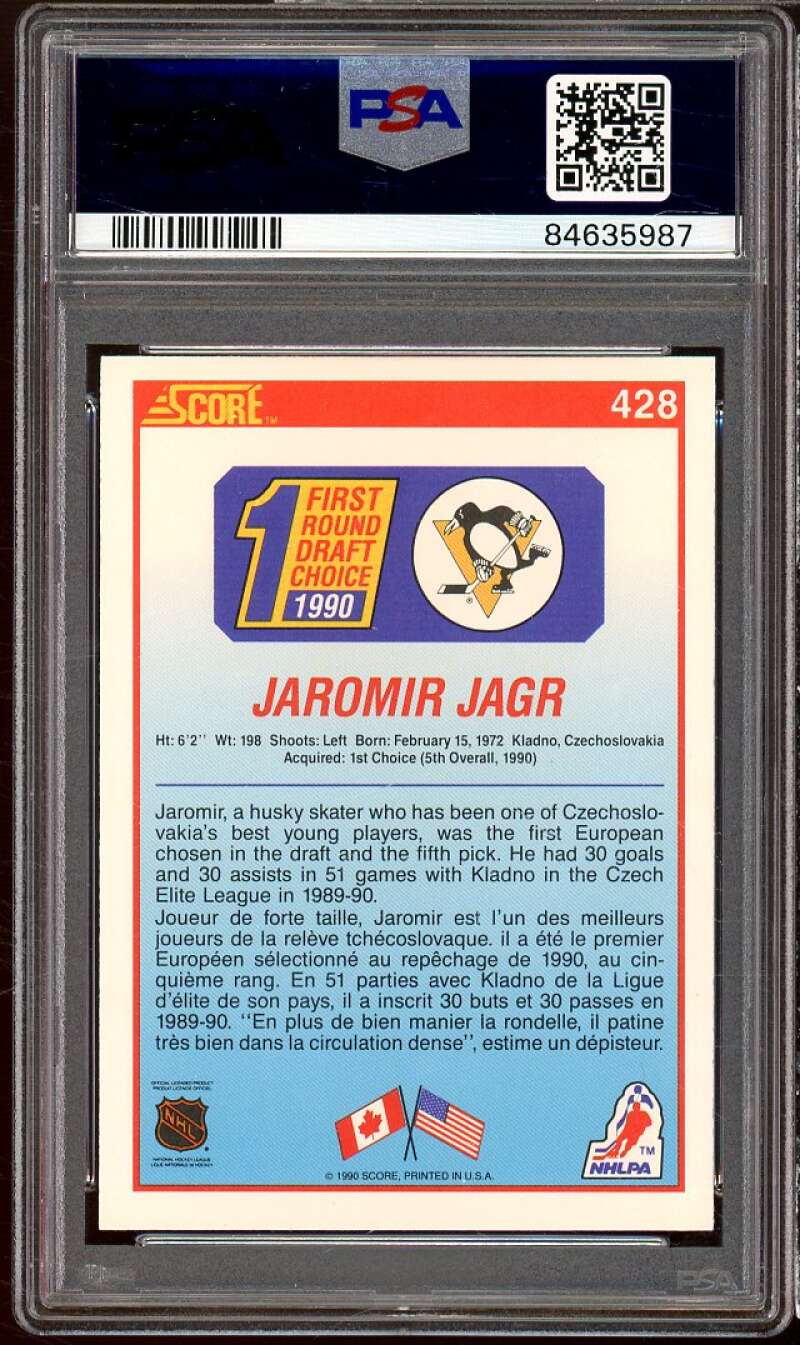 Jaromir Jagr Rookie Card 1990-91 Score Canadian #428 PSA 7 Image 2