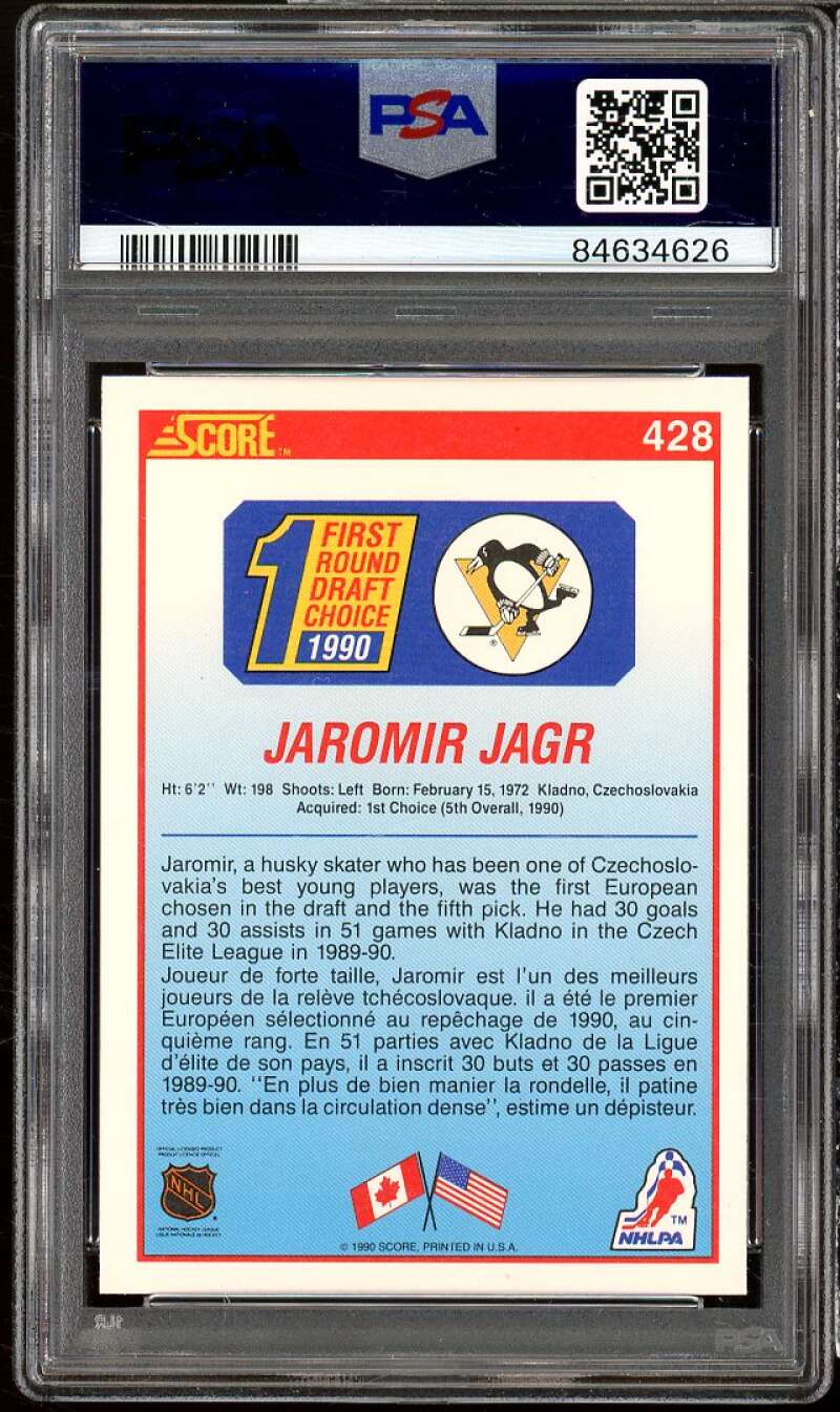 Jaromir Jagr Rookie Card 1990-91 Score Canadian #428 PSA 9 Image 2