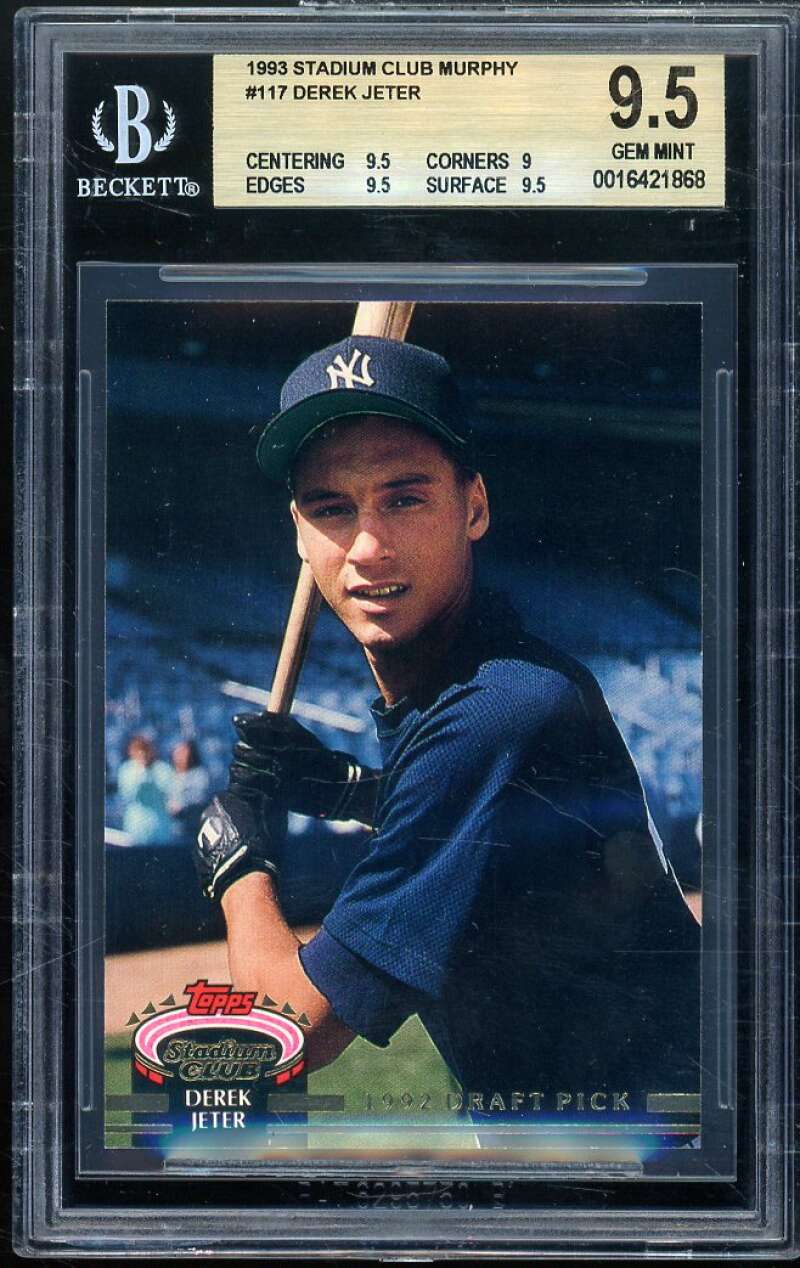 Derek Jeter Rookie Card 1993 Stadium Club Murphy #117 BGS 9.5 (9.5 9 9.5 9.5) Image 1