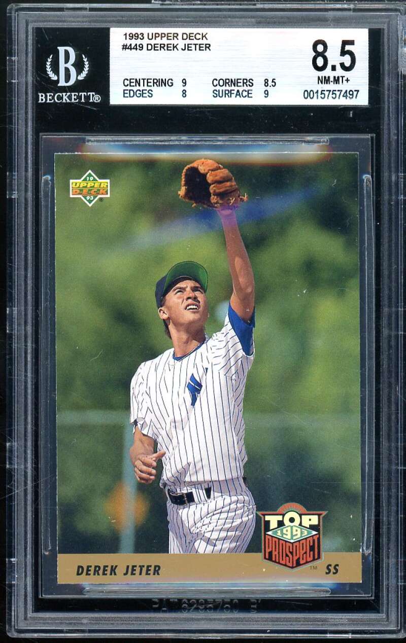 Derek Jeter Rookie Card 1993 Upper Deck #449 BGS 8.5 (9 8.5 8 9) Image 1