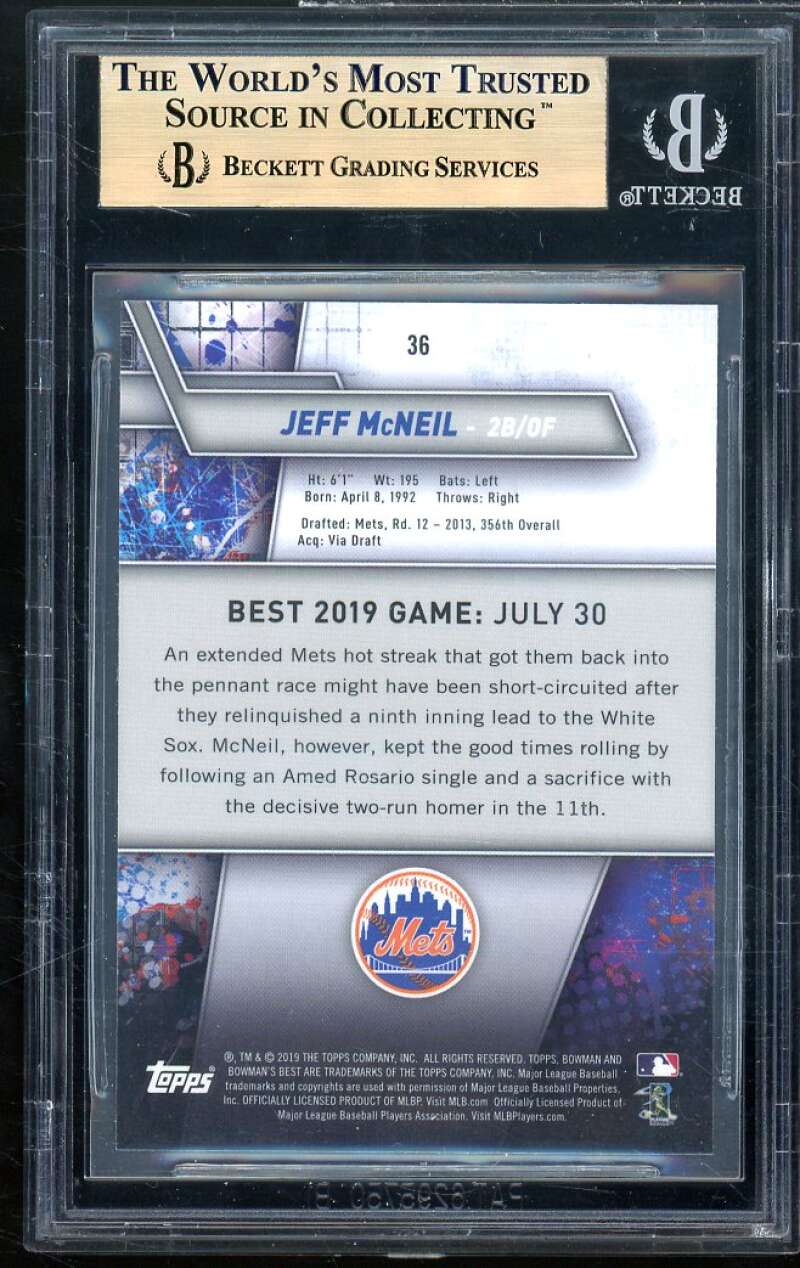 Jeff McNeil Rookie Card 2019 Bowman's Best #36 BGS 9.5 Image 2