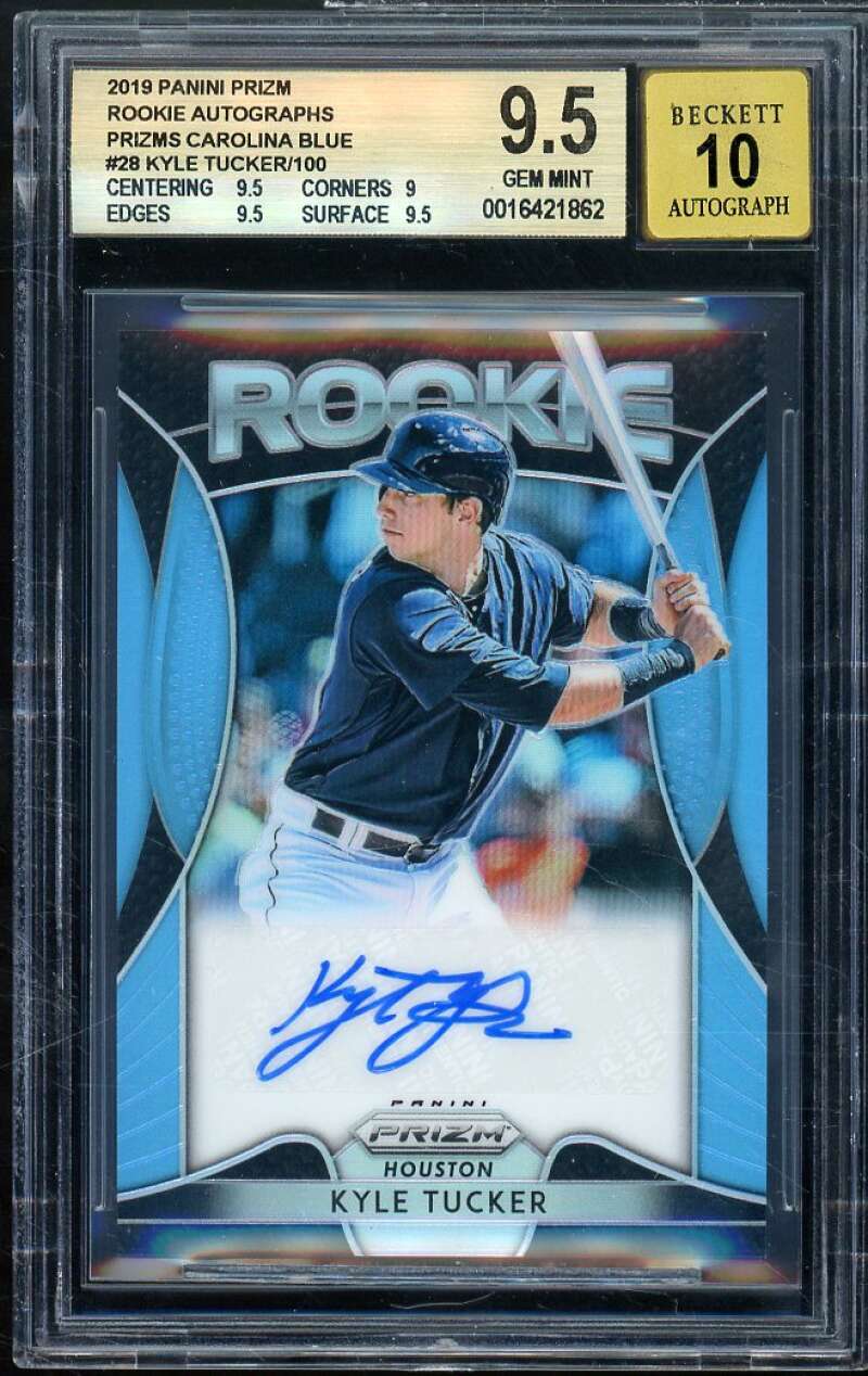 Kyle Tucker Rookie Card 2019 Panini Prizm Auto Carolina Blue (pop 1) #28 BGS 9.5 Image 1