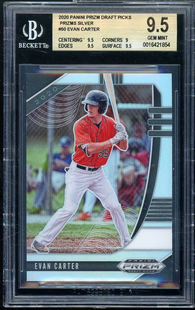 Evan Carter Rookie Card 2020 Panini Prizm DP Prizms Silver (pop 1) #50 BGS 9.5 Image 1