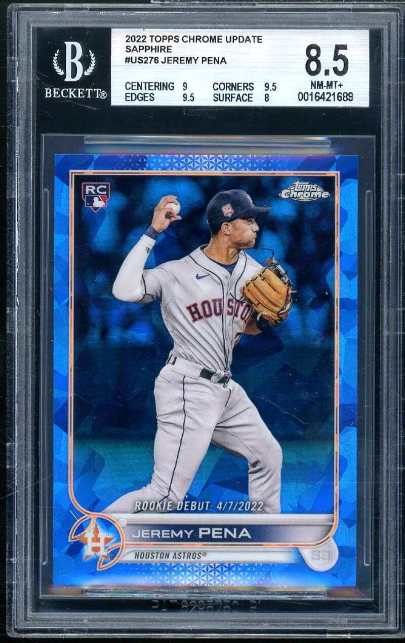 Jeremy Pena Rookie 2022 Topps Chrome Update Sapphire Edition #276 BGS 8.5 (read) Image 1