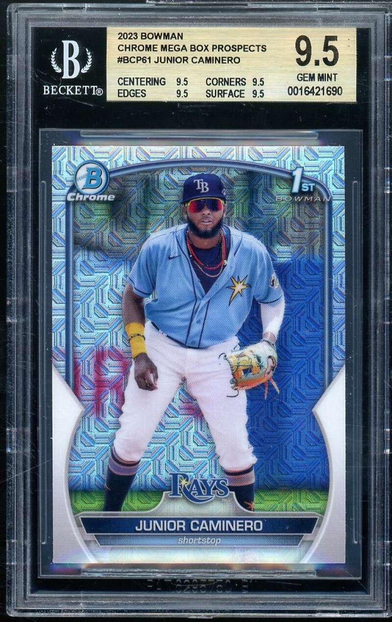 Junior Caminero Rookie Card 2023 Bowman Chrome Mega Box Prospects #61 BGS 9.5 Image 1