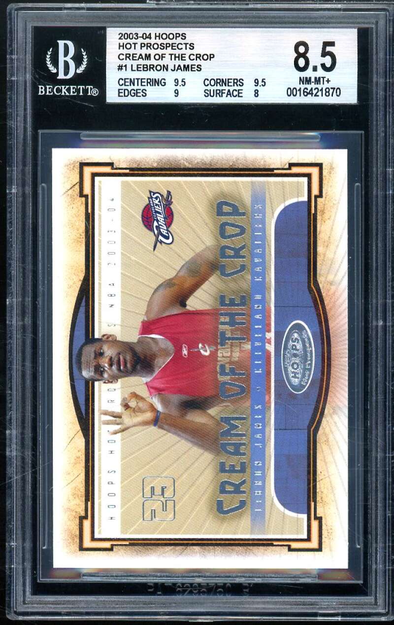 Lebron James Rookie Card 2003-04 Hoops Hot Prospects Cream Of Crop #1 BGS 8.5 Image 1