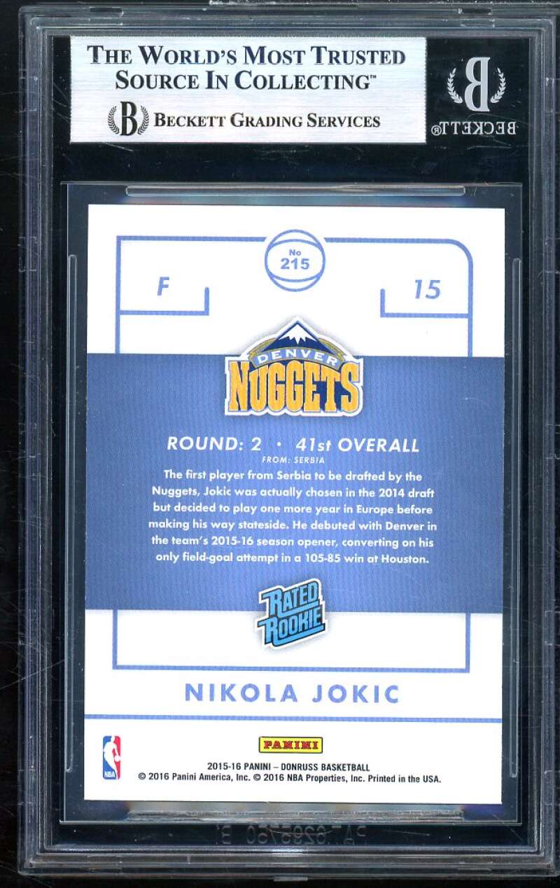 Nikola Jokic Rookie Card 2015-16 Donruss #215 BGS 9 (9 9 9.5 9) Image 2