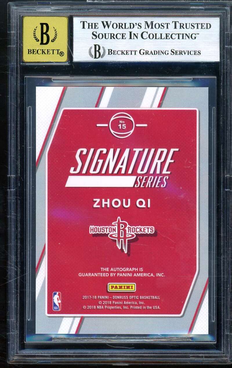 Zhou Qi Rookie Card 2018-19 Donruss Optic Signature Series #15 BGS 7.5 Image 2