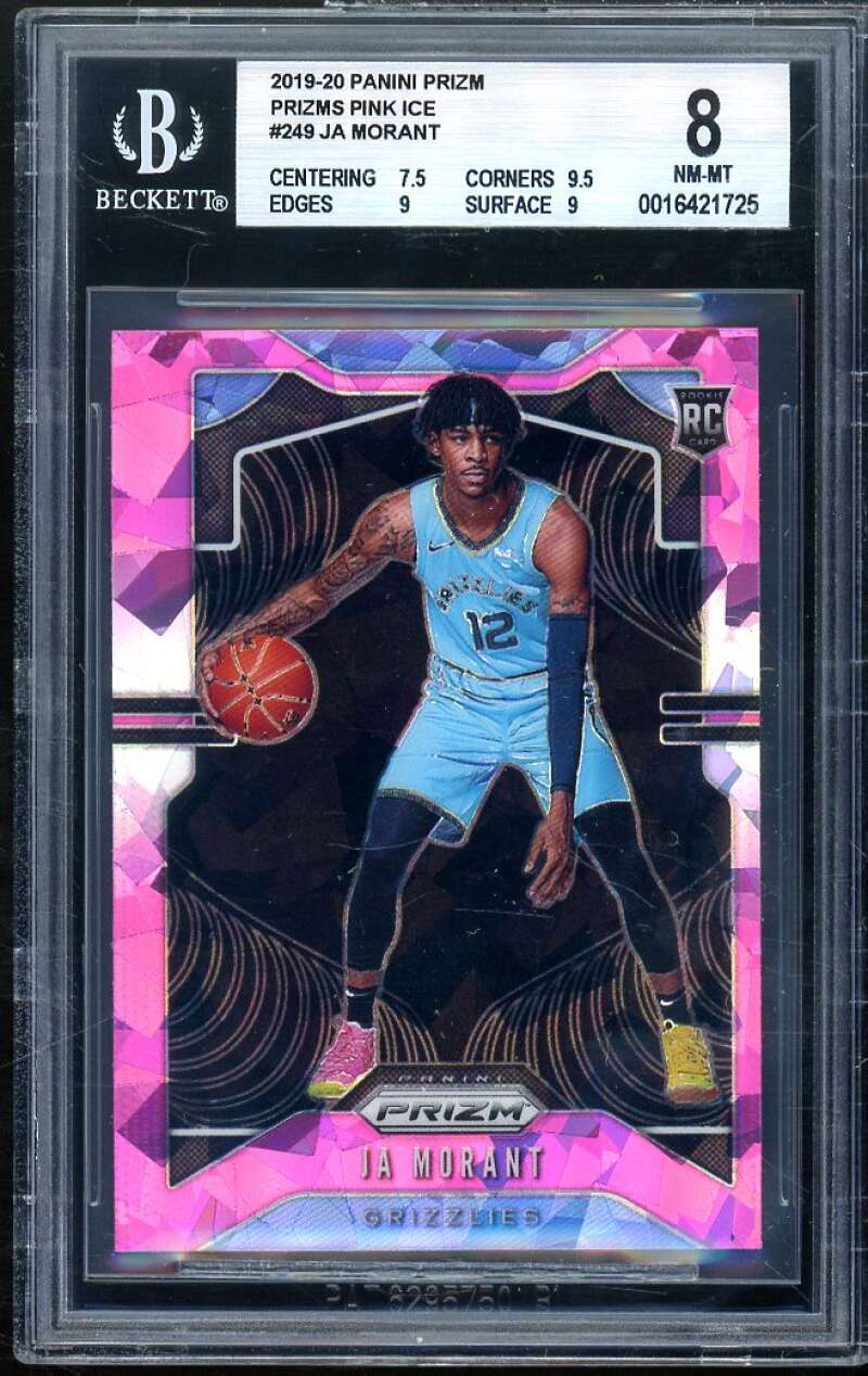 Ja Morant Rookie 2019-20 Panini Prizm Prizms Pink Ice #249 BGS 8 (8.5 9.5 9 9) Image 1