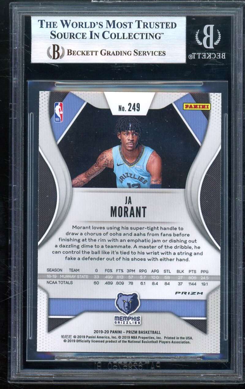 Ja Morant Rookie 2019-20 Panini Prizm Prizms Pink Ice #249 BGS 8 (8.5 9.5 9 9) Image 2