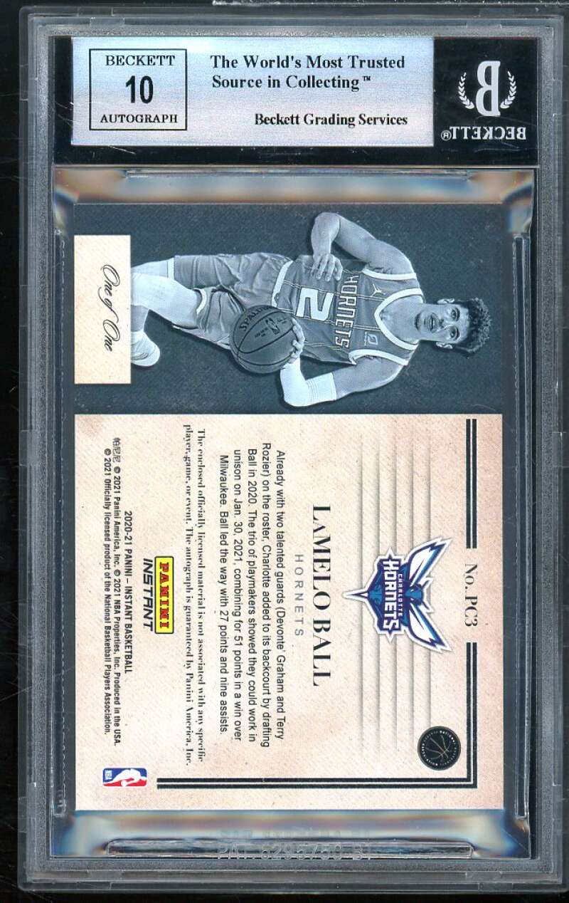 LaMelo Ball 2020-21 Panini Instant Rookie Prime Black Auto (#d 1 of 1) BGS 8.5 Image 2