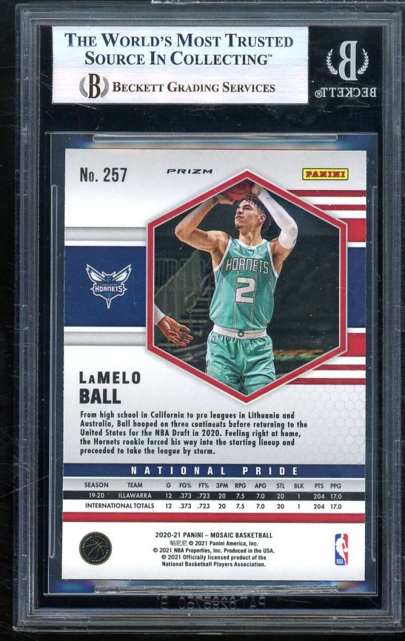 LaMelo Ball Rookie 2020-21 Panini Mosaic Fast Break Silver (pop 1) #257 BGS 9 Image 2