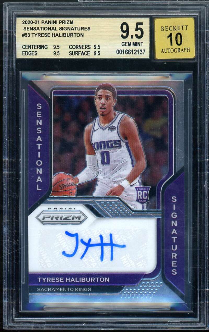 Tyrese Haliburton Rookie 2020-21 Panini Prizm Sensational Signatures #53 BGS 9.5 Image 1