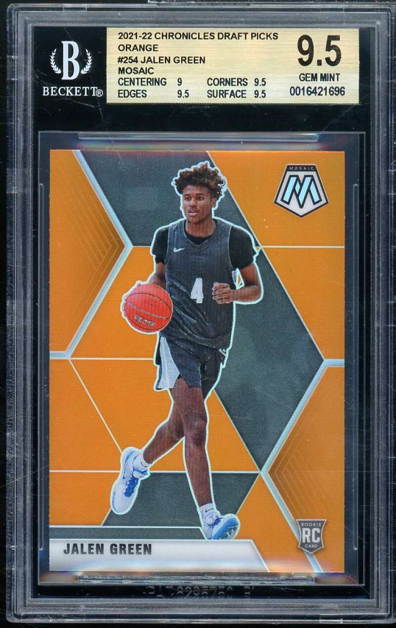 Jalen Green Rookie Card 2021-22 Chronicles DP Orange Mosaic (pop 2) #254 BGS 9.5 Image 1