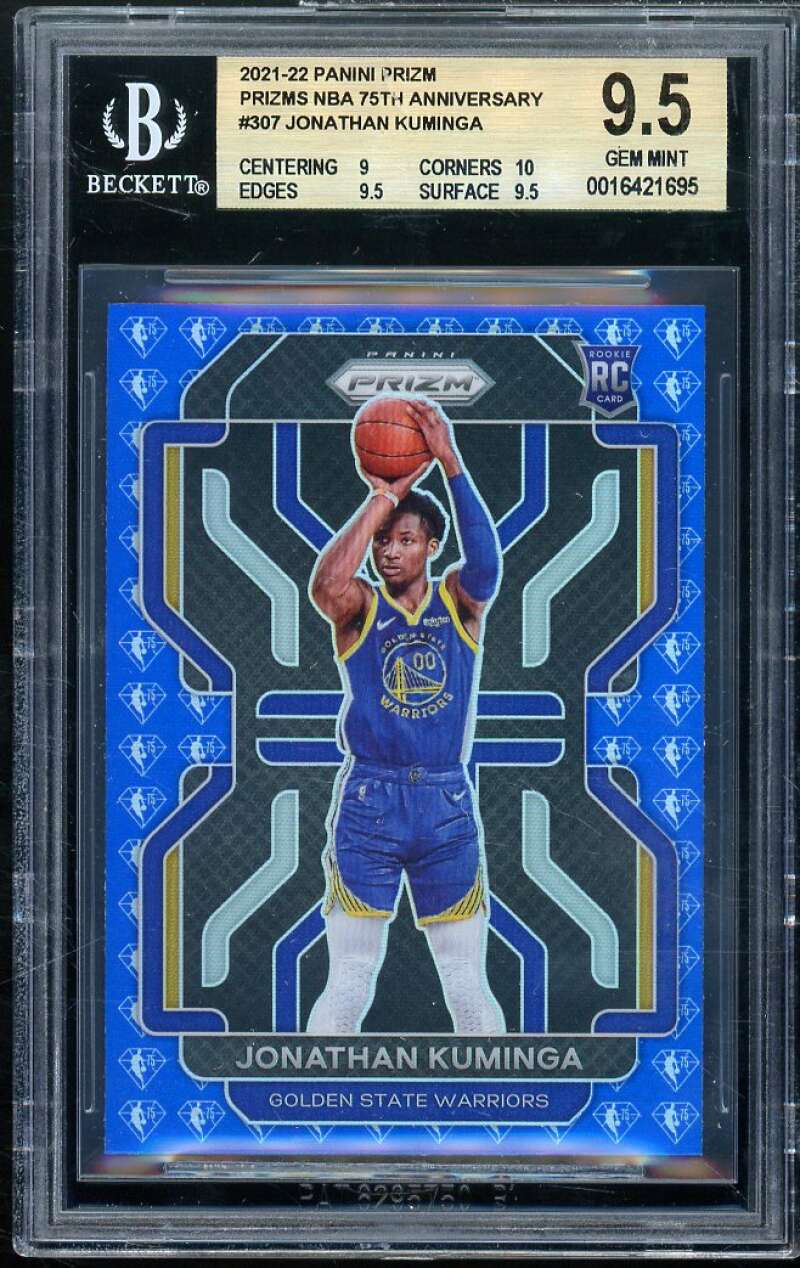 Jonathan Kuminga Rookie 2021-22 Panini Prizm 75th Anniversary Blue #307 BGS 9.5 Image 1