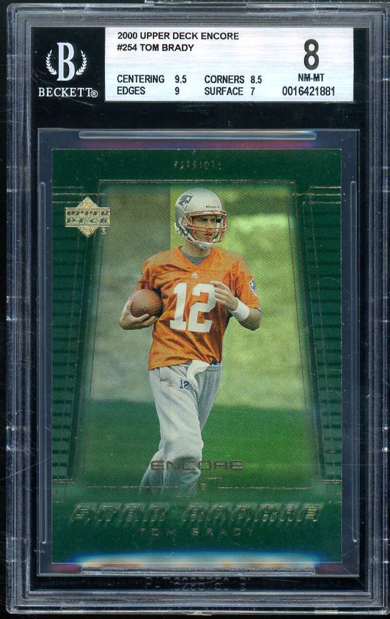 Tom Brady Rookie Card 2000 Upper Deck Encore #254 BGS 8 (9.5 8.5 9 7) Image 1