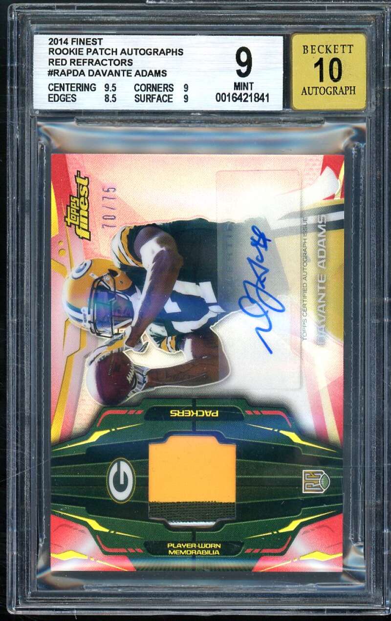 Davante Adams 2014 Finest Rookie Patch Autographs Red Refractors #rapda BGS 9 Image 1