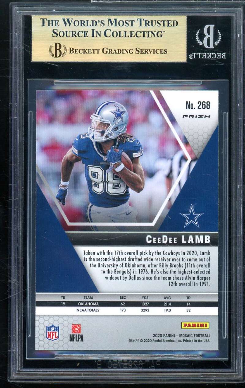 CeeDee Lamb Rookie Card 2020 Panini Mosaic Mosaic #268 BGS 9.5 (9.5 9.5 9.5 9) Image 2