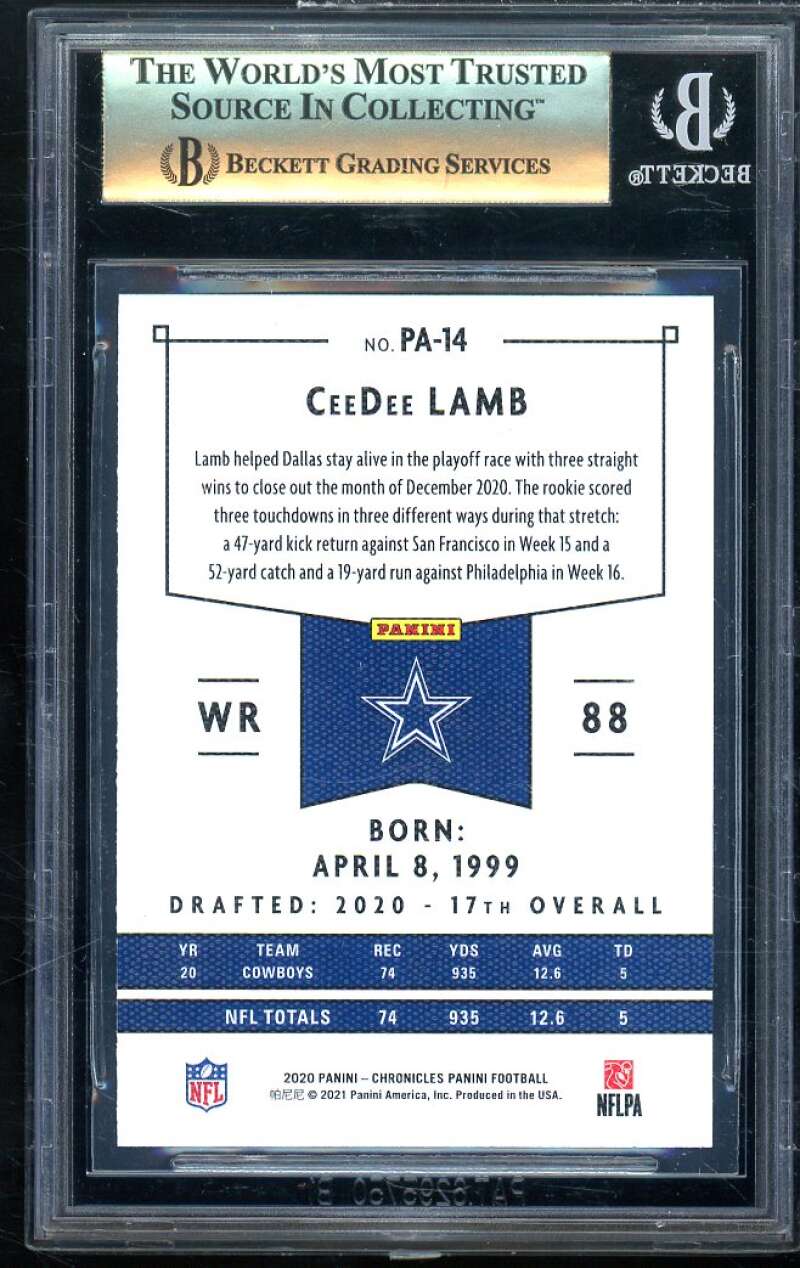 CeeDee Lamb Rookie Card 2020 Panini Pink #14 BGS 9.5 Image 2