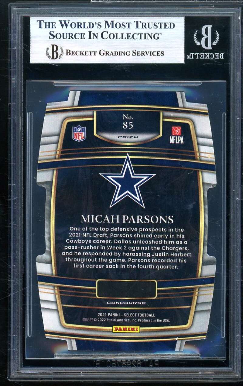 Micah Parsons Rookie Card 2021 Select Prizm Red Blue Die Cut #85 BGS 8.5 Image 2