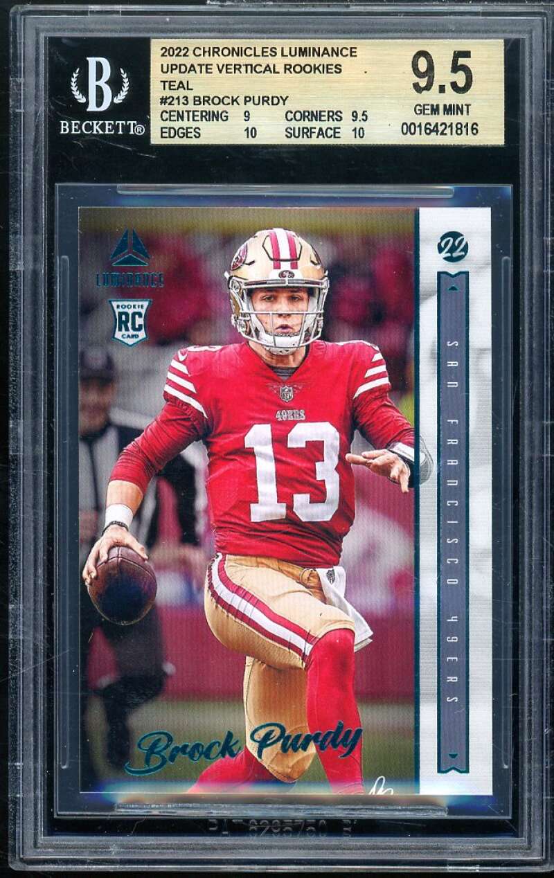 Brock Purdy 2022 Chronicle Luminance Update Vertical Rookie (pop 2) #213 BGS 9.5 Image 1