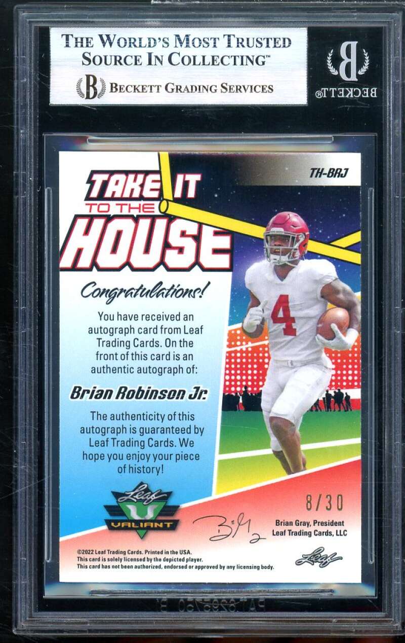 Brian Robinson Jr. Rookie 2022 Leaf Valiant Take To House (pop 1) #THBRJ BGS 9 Image 2