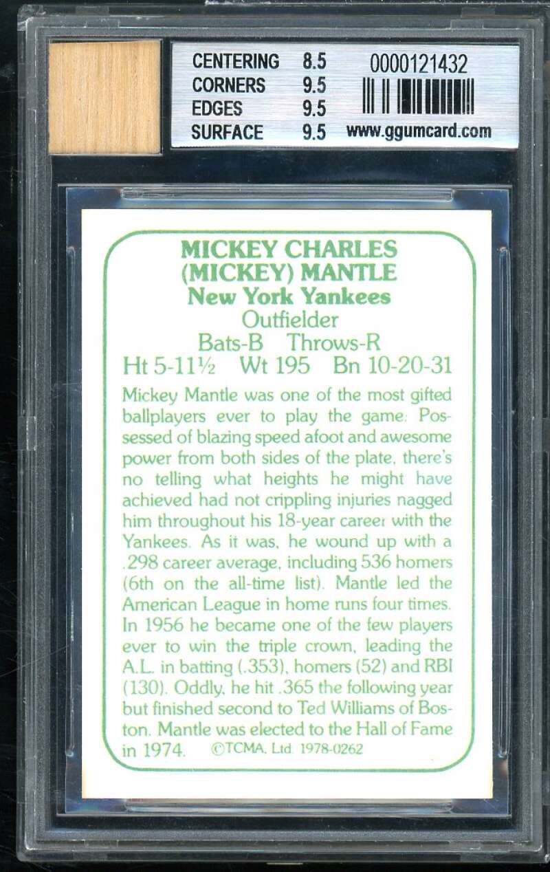 Mickey Mantle 1978 TCMA 60's Yankees Stad Seat #262 BGS BVG 9 (8.5 9.5 9.5 9.5) Image 2