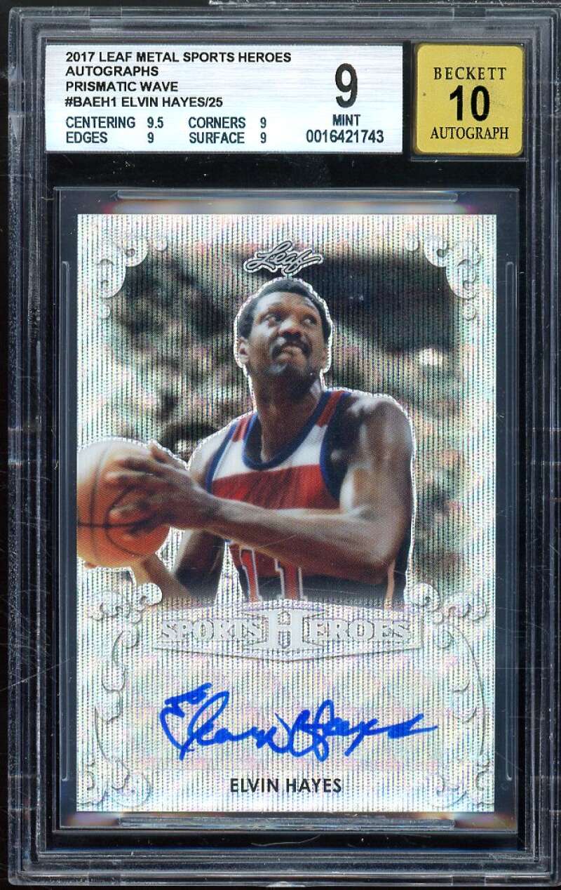 Elvin Hayes 2017 Leaf Metal Sports Heroes Autographs Prismatic Wave #baeh1 BGS 9 Image 1