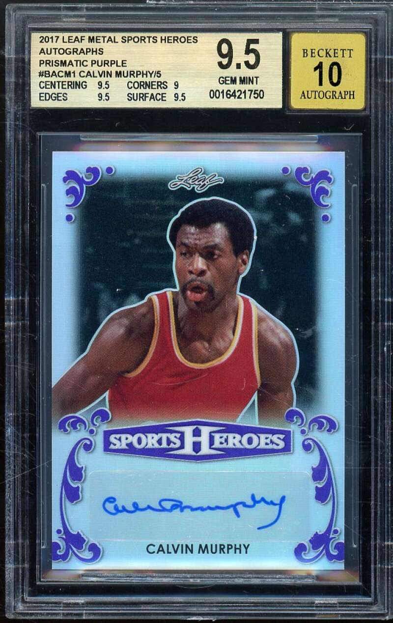 Calvin Murphy 2017 Leaf Metal Sports Heroes Auto Prizmatic Purple #bacm1 BGS 9.5 Image 1