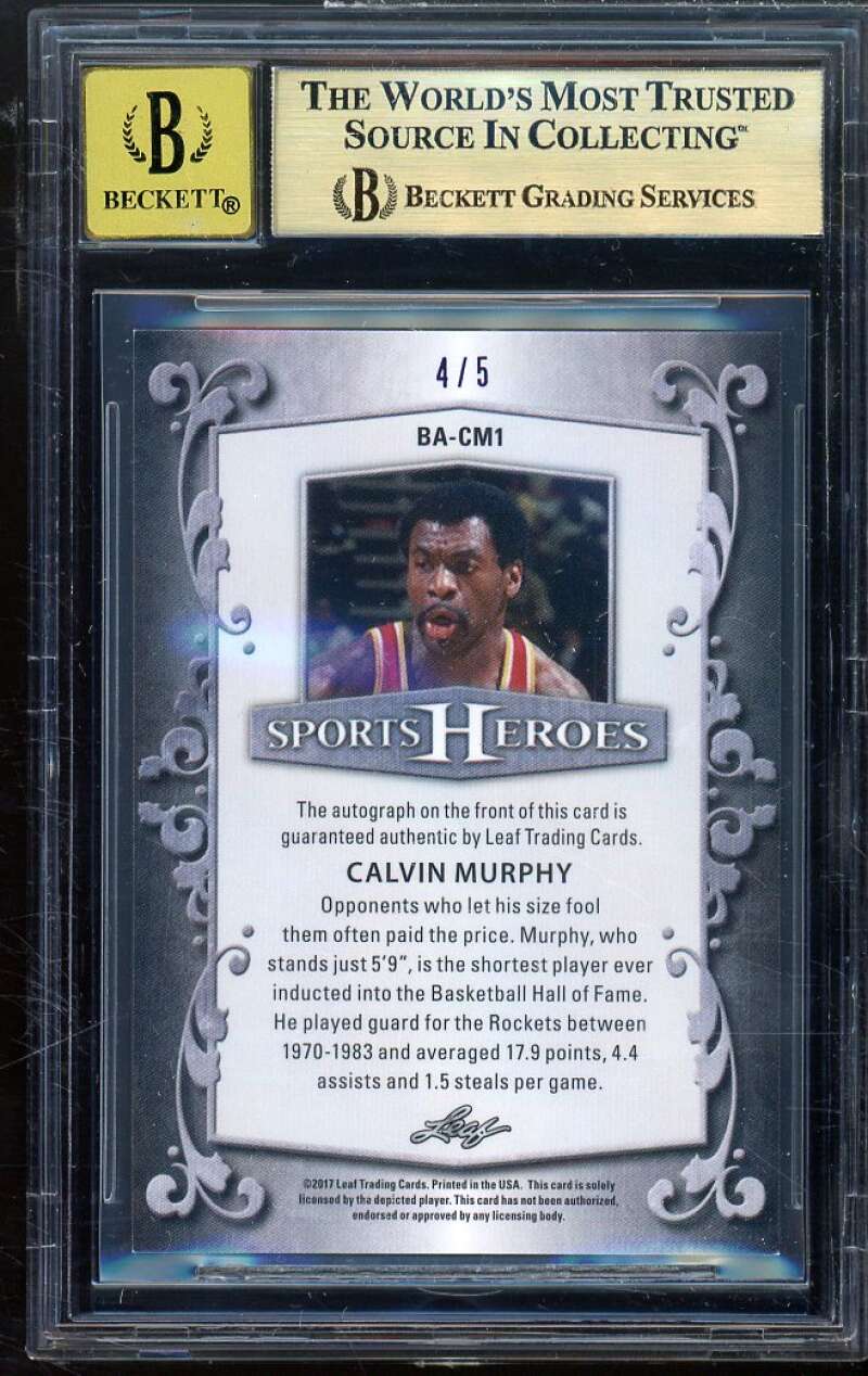 Calvin Murphy 2017 Leaf Metal Sports Heroes Auto Prizmatic Purple #bacm1 BGS 9.5 Image 2