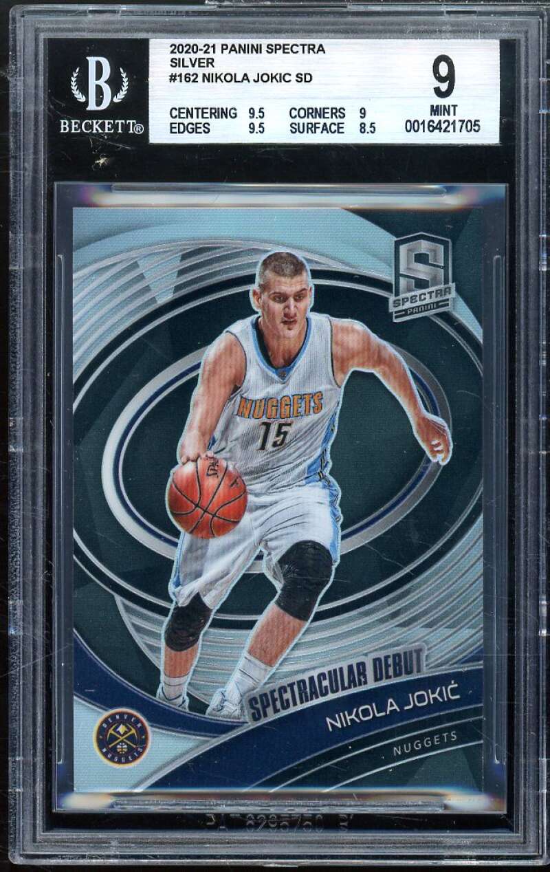 Nikola Jokic 2020-21 Panini Spectra Silver #162 (pop 1) BGS 9 (9.5 9 9.5 8.5) Image 1