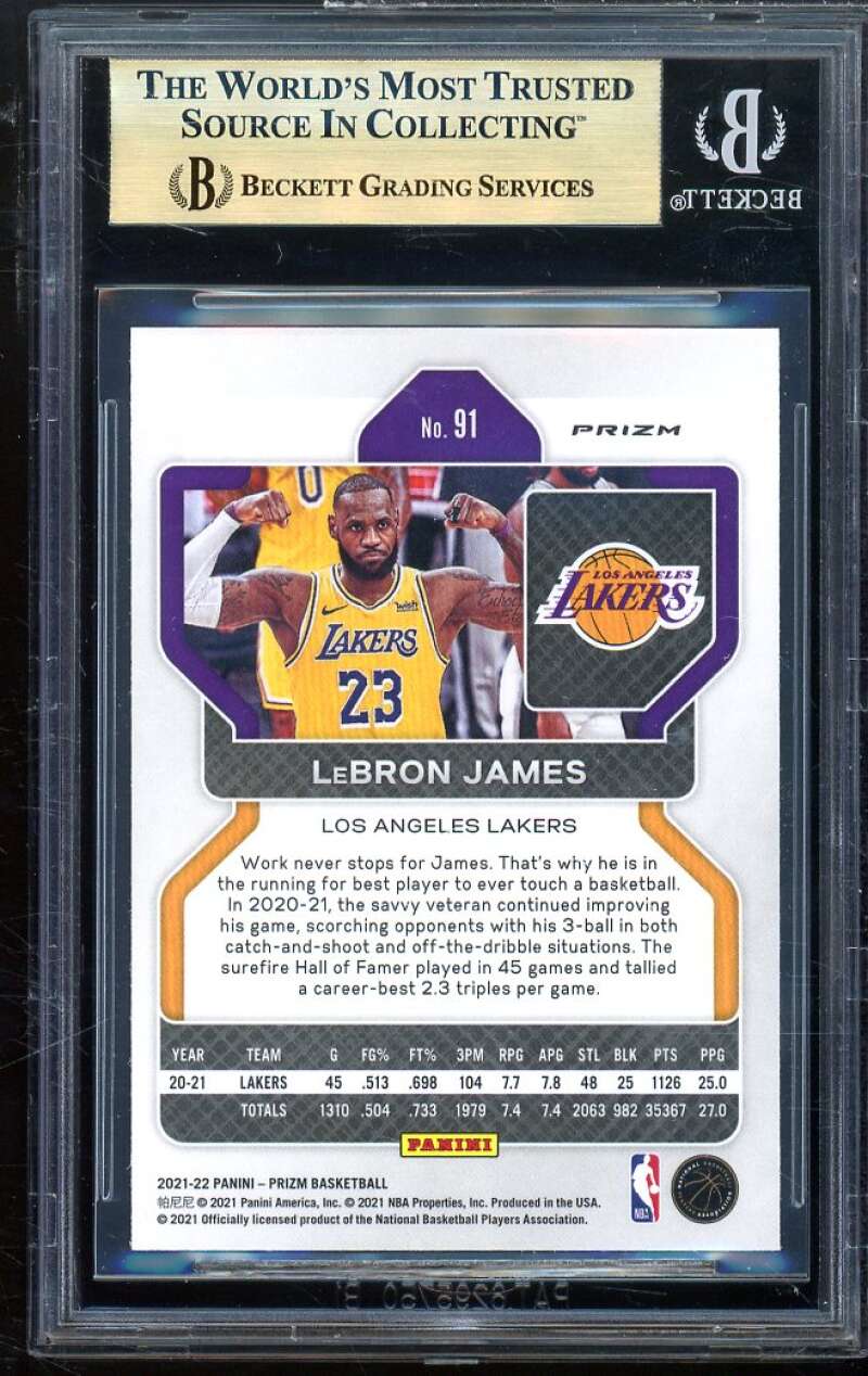 LeBron James 2021-22 Panini Prizm Prizms Pink Ice (pop 1) #91 BGS 9.5 Image 2