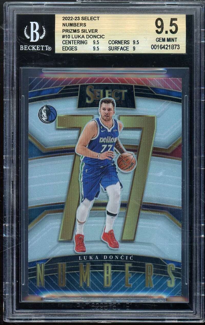 Luka Doncic Card 2022-23 Select Numbers Prizms Silver (pop 1) #10 BGS 9.5 Image 1