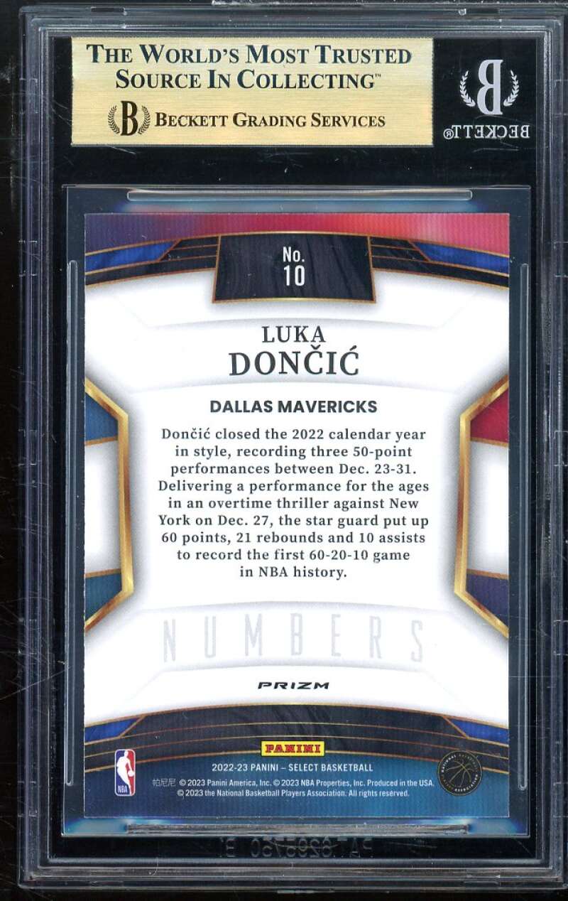 Luka Doncic Card 2022-23 Select Numbers Prizms Silver (pop 1) #10 BGS 9.5 Image 2