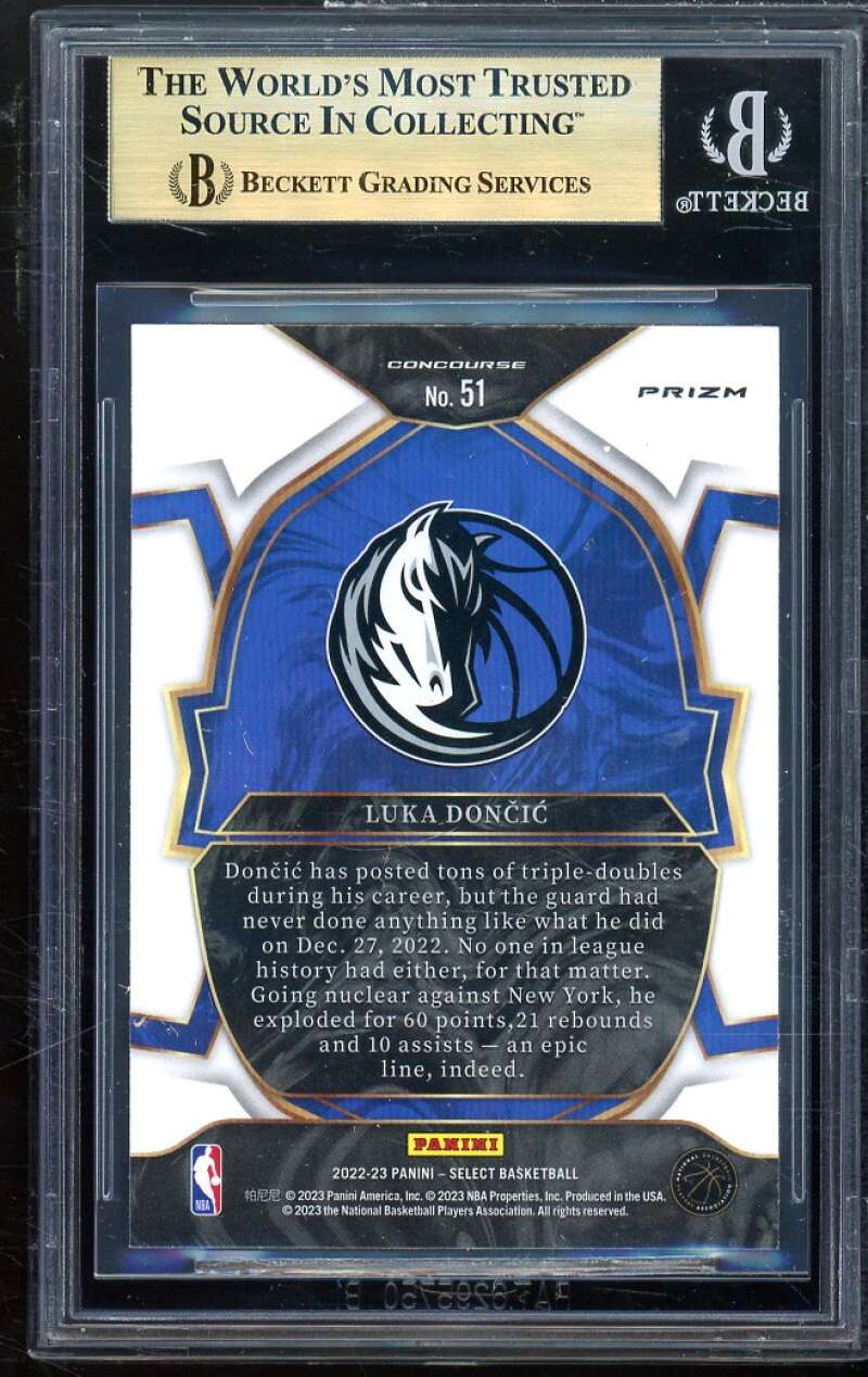 Luka Doncic Card 2022-23 Select Blue Cracked Ice Prizms (pop 2) #51 BGS 9.5 Image 2