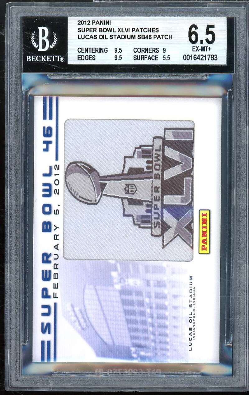 Lucas Oil Stadium SB46 Patch 2012 Panini Super Bowl XLVI Patches #nno BGS 6.5 Image 1