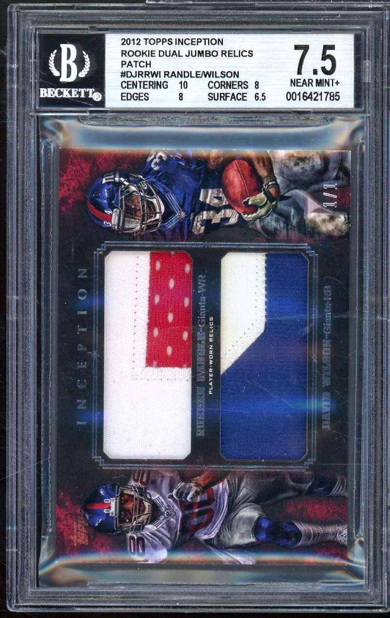 Rueben Randle/David Wilson 2012 Topps Inception Rookie Dual (1 of 1) #WT BGS 7.5 Image 1