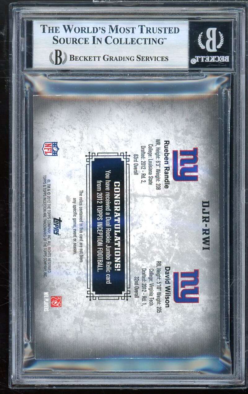 Rueben Randle/David Wilson 2012 Topps Inception Rookie Dual (1 of 1) #WT BGS 7.5 Image 2