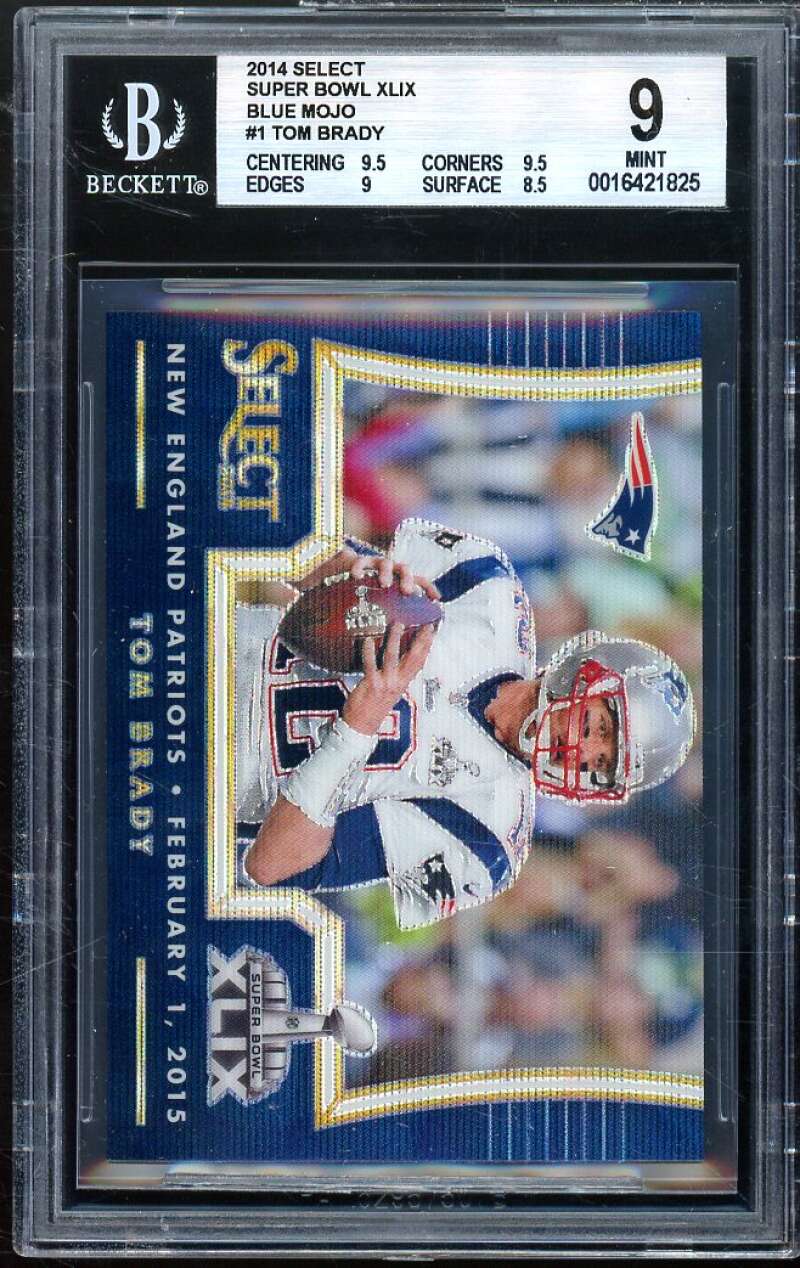 Tom Brady 2014 Panini Select Super Bowl XLIX Blue Mojo (pop 2) #1 BGS 9 Image 1