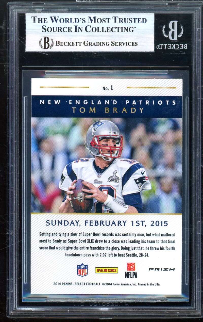 Tom Brady 2014 Panini Select Super Bowl XLIX Blue Mojo (pop 2) #1 BGS 9 Image 2