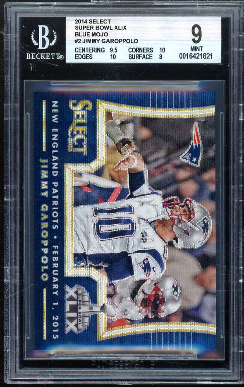 Jimmy Garoppolo Rookie 2014 Panini Select Super Bowl XLIX Blue Mojo #2 BGS 9 Image 1