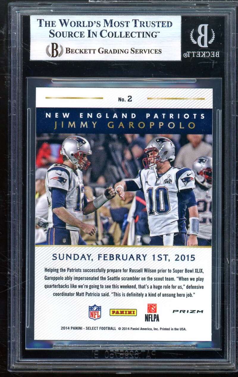 Jimmy Garoppolo Rookie 2014 Panini Select Super Bowl XLIX Blue Mojo #2 BGS 9 Image 2