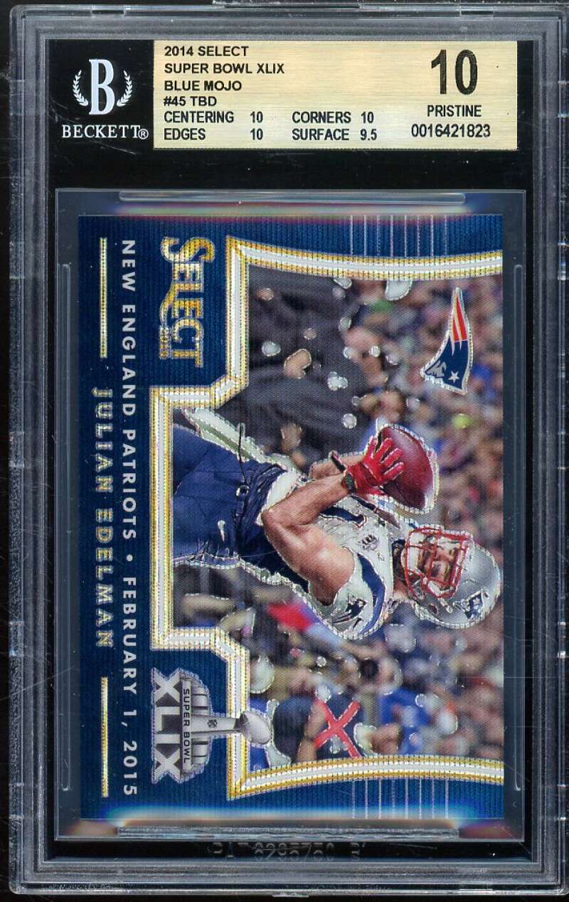 Junior Edelman 2014 Panini Select Super Bowl Blue Mojo #45 (PRISTINE) BGS 10 Image 1