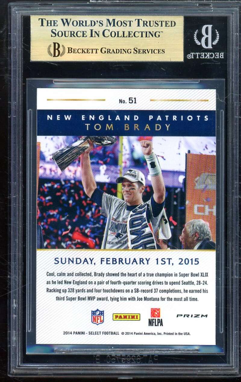 Tom Brady Card 2014 Panini Select Super Bowl XLIX Blue Mojo (pop 2) #51 BGS 9.5 Image 2