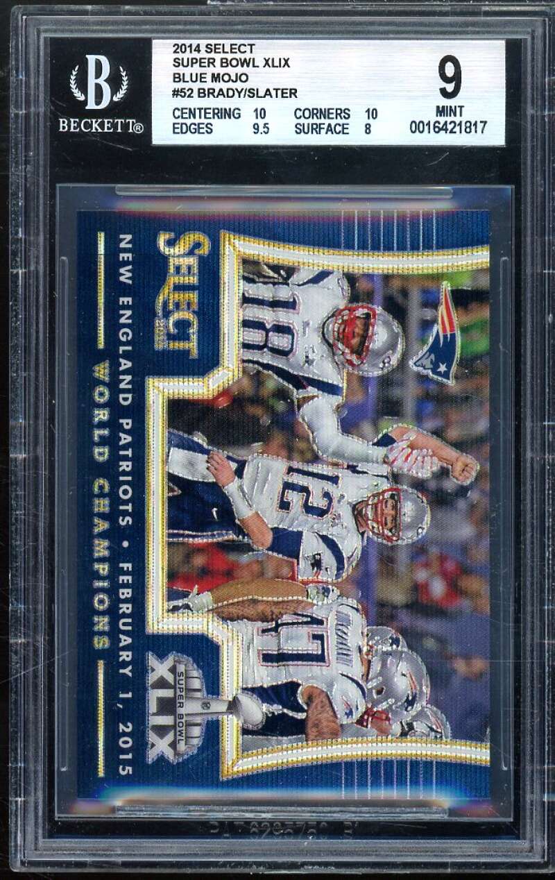 Slater/ Tom Brady 2014 Panini Select Super Bowl XLIX Blue Mojo (pop 2) #52 BGS 9 Image 1